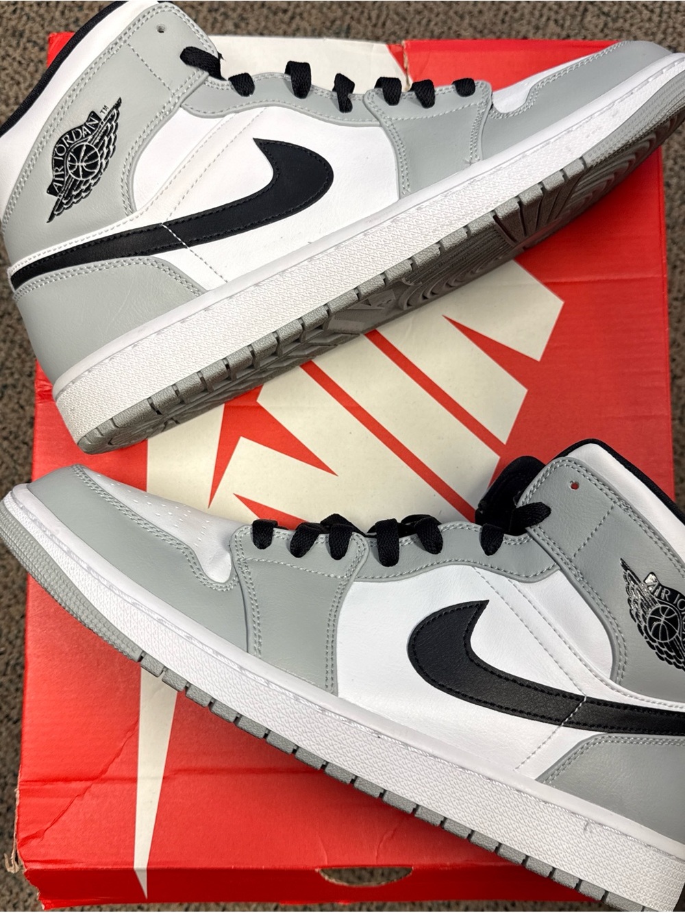 Jordan Mid Light Smoke Grey Sneakers - White, Light Gray & Black